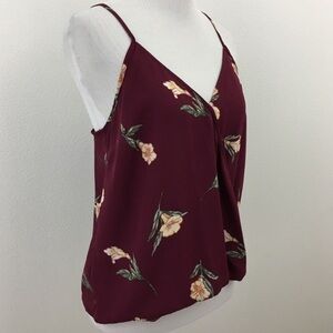 🔴 Floral & Burgundy Cami Style Top